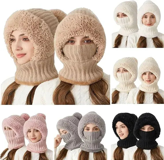 3-in-1 Knitted Winter Hat Scarf & Face Mask