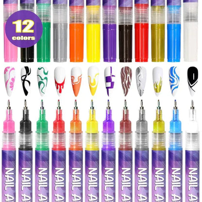 12 Colors 3D Nail Art Pens