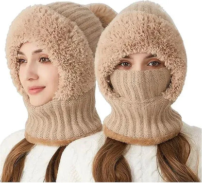 3-in-1 Knitted Winter Hat Scarf & Face Mask