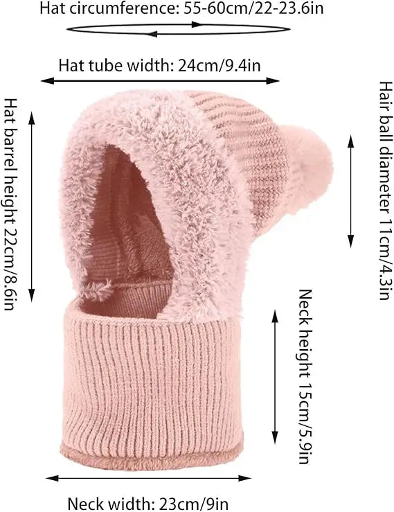 3-in-1 Knitted Winter Hat Scarf & Face Mask