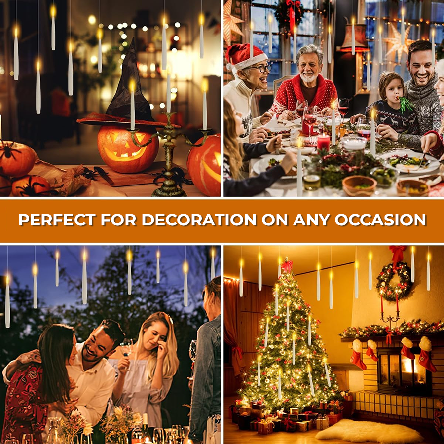 Flameless Floating Candles with Magic Wand – Halloween Decorations(Set of 12)